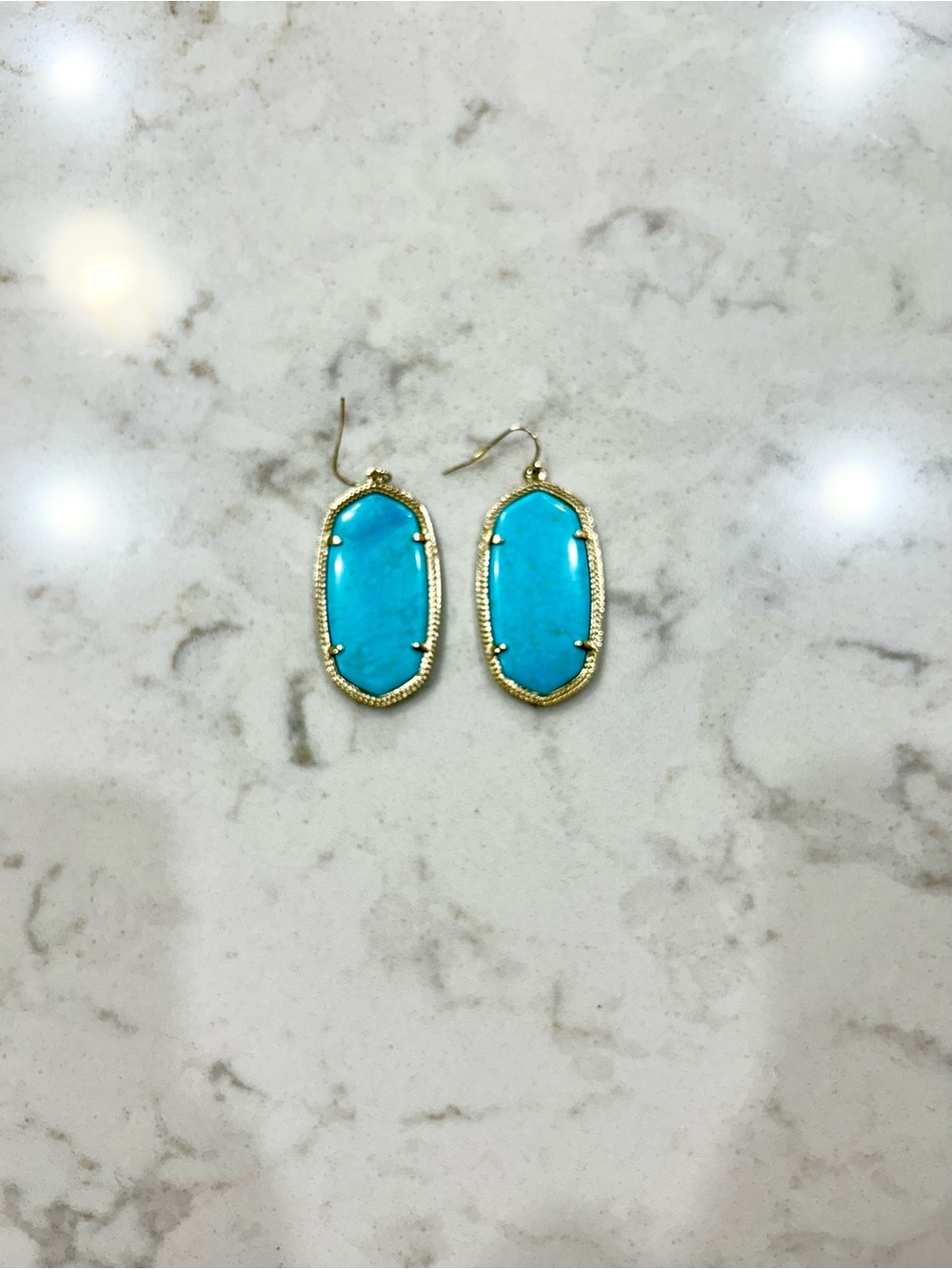 Kendra Scott Turquoise Blue Oval Drop Earrings